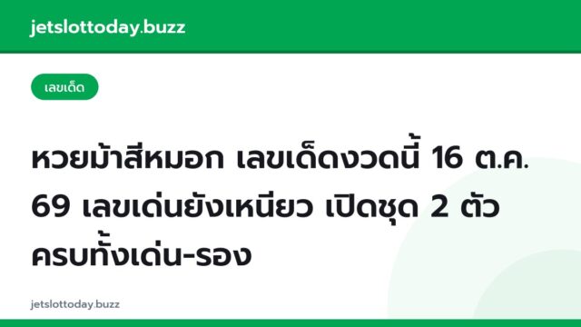หวยม้าสีหมอก เลขเด็ดงวดนี้ 16 ต.ค. 69 เลขเด่นยังเหนียว เปิดชุด 2 ตัวครบทั้งเด่น-รอง